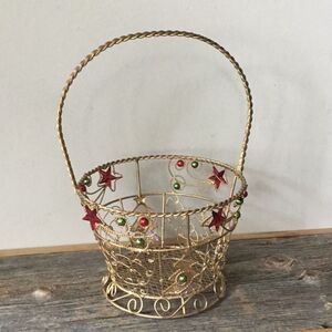 Christmas basket with handle classic gift Xmas 10" tall